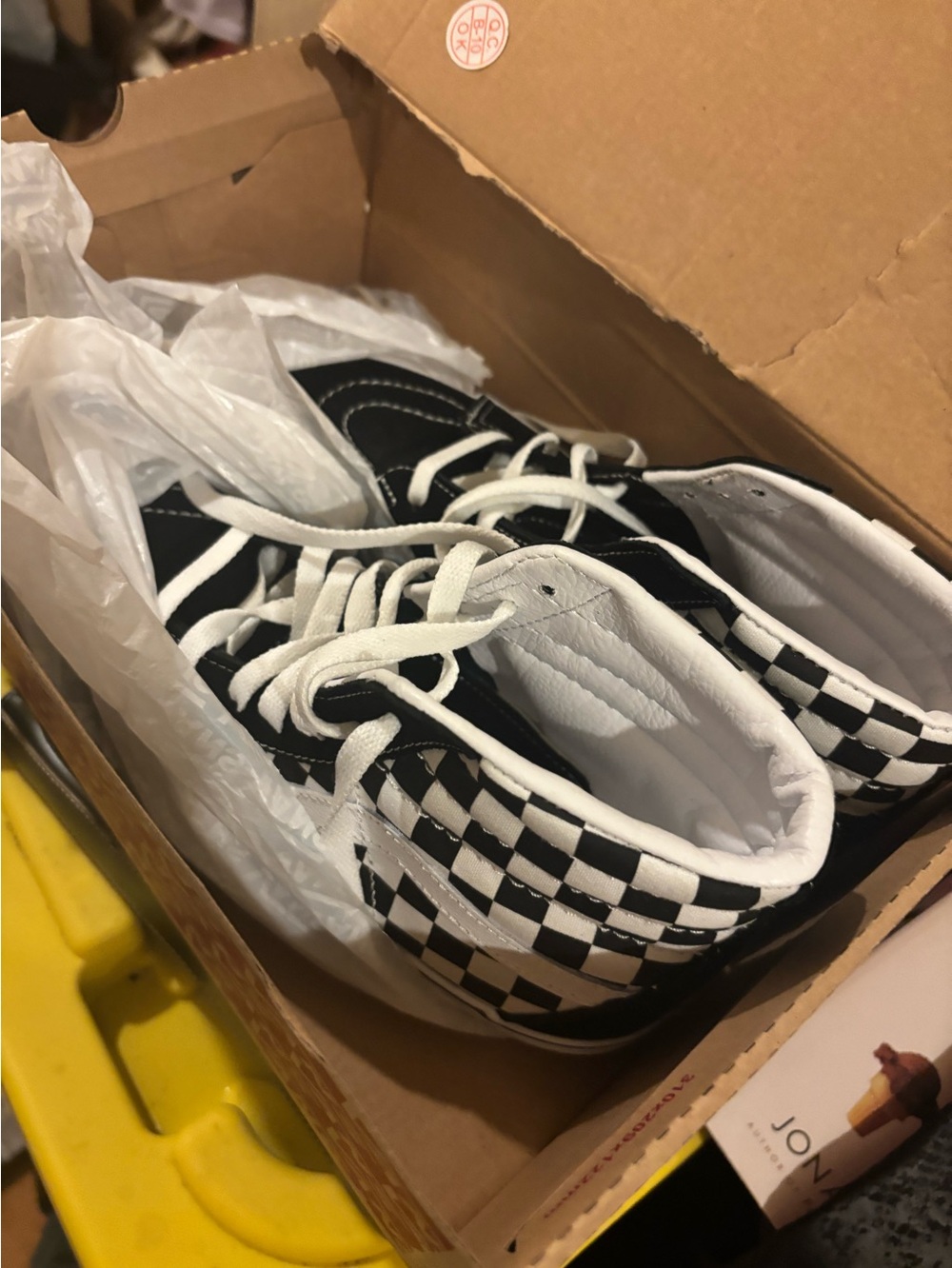 Women’s Black & White Checker High-Top Sneakers - Casual Skate Style